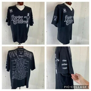 Cocky XL RARE black “FORTY THIEVES” V-neck biker rocker‎ top VTG